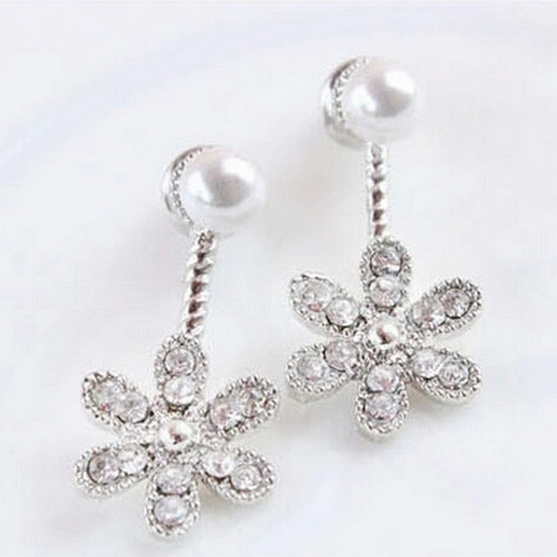 MORYMOSHI A58 Anting Tusuk Wanita Bunga Diamond Fashion Korea Aksesoris Murah