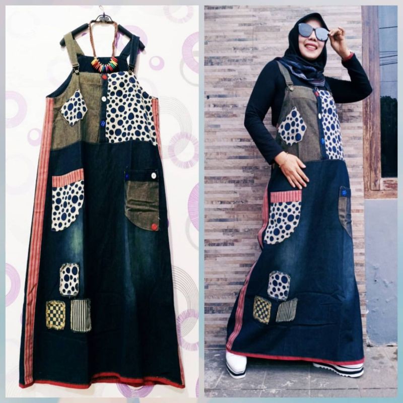 OVERALL LEVIS MIX CAMPAS / PAKAIAN WANITA / FASHION MUSLIM/ OVERALL JEANS WOSH / OVERALL TERBARU
