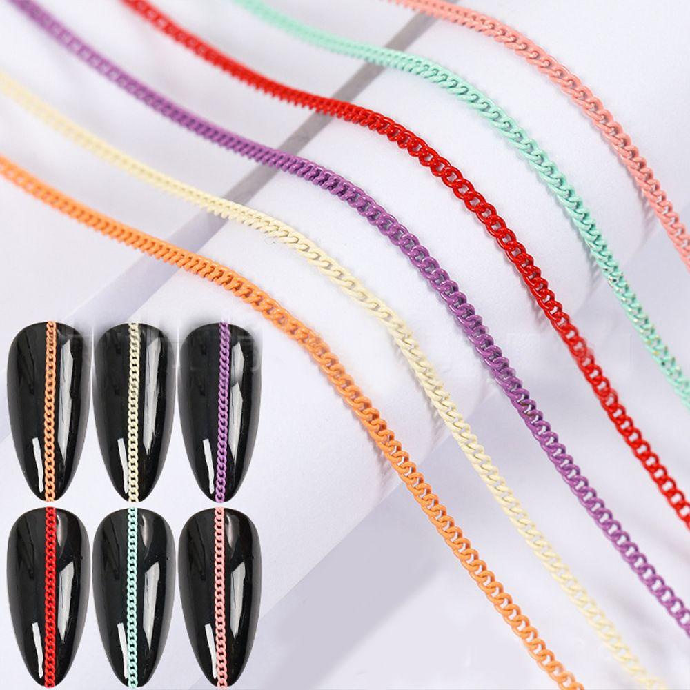 AUGUSTINA Agustina Rantai Logam Kristal Wanita Nail Art Dekorasi Manicure Aksesoris DIY Nail Charms