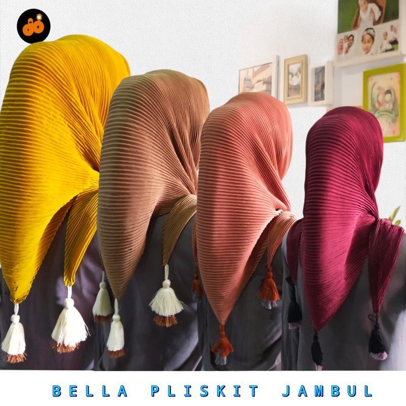 hijab segi empat plisket hijab wanita plisket kerudung plisket jambul jilbab segi empat polos pliske