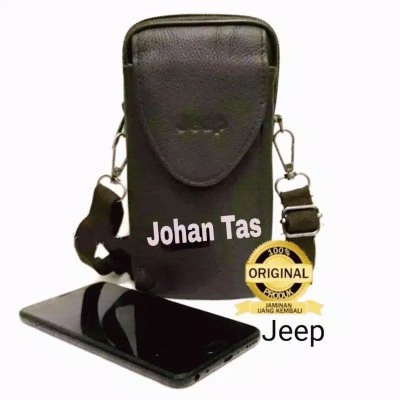 Tas selempang pria kulit asli Jeep-Tas Hp-Sarung HP-Dompet HP-Tas pinggang HP-Tas selempang HP