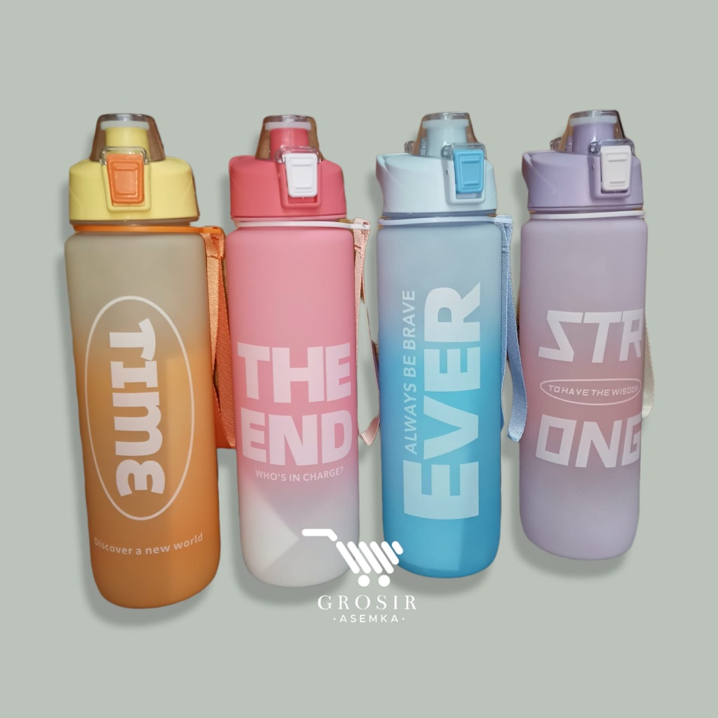 BOTOL MINUM 1 LITER TERBARU BOTOL MINUM TRITAN PASTEL KOREA VIRAL BOTOL MINUM MOTIVASI FREE STICKER 2D DAN 3D