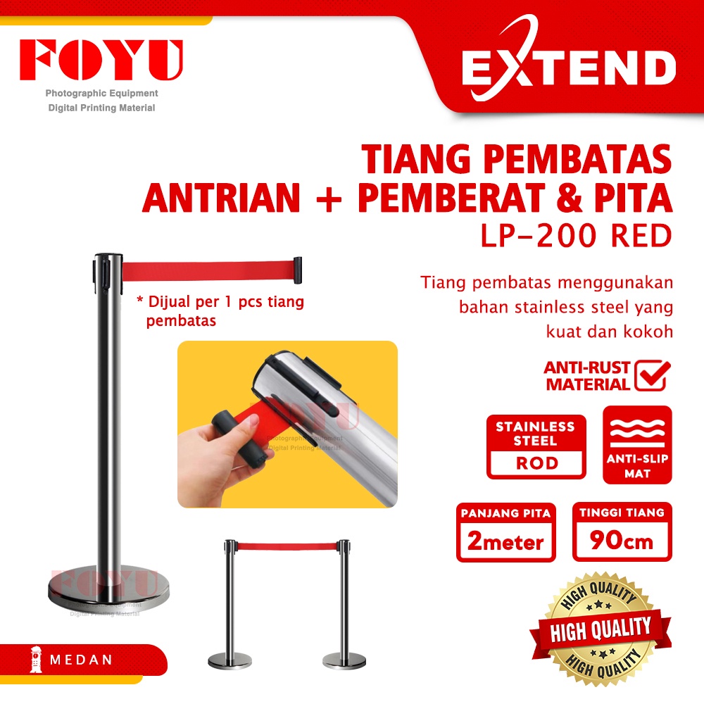 Jual Tiang Pembatas Antrian Pita Stainless Steel Besi Queue Line Pole