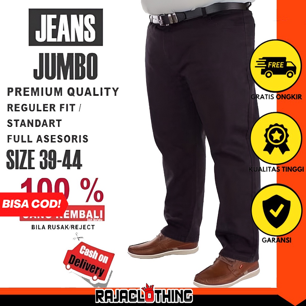 RCL - Celana Jeans Coklat Panjang Pria Reguler Jumbo Big Size Jens Cowok Standar Ukuran Besar 38 s/d 44