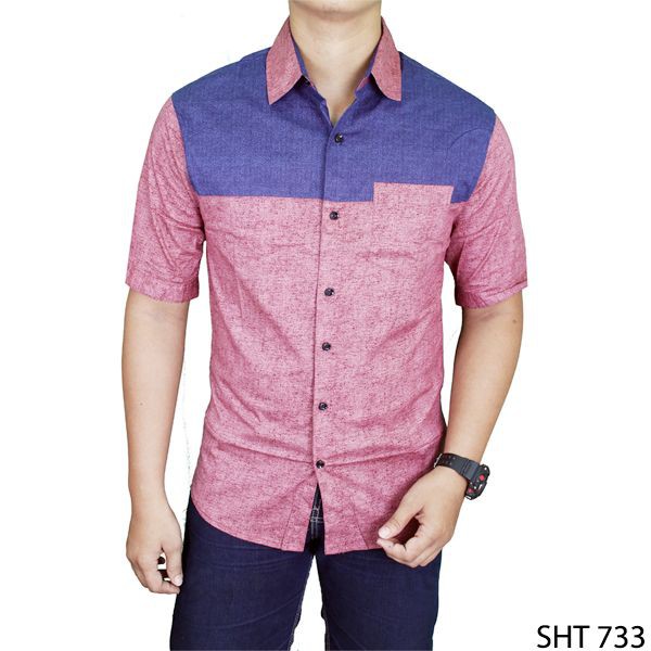 Kemeja Mens Fashion Plain Shirts-SHT 733