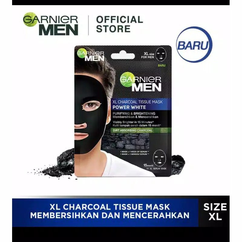 Garnier Men Masker Wajah/Tissue Mask XL Charcoal Brightening