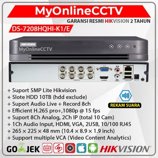 DS-7208HQHI-K1-E Hikvision DS 7208HQHI K1 E DVR NVR Kamera 8Ch + 2IP Camera CCTV 4MP