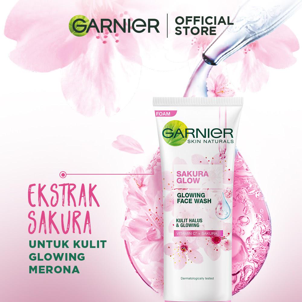 Garnier Sakura Glow Booster Serum 15ml + Facial Foam -100ml 2pcs(Kulit Glowing Merona)(Sakura White)-6