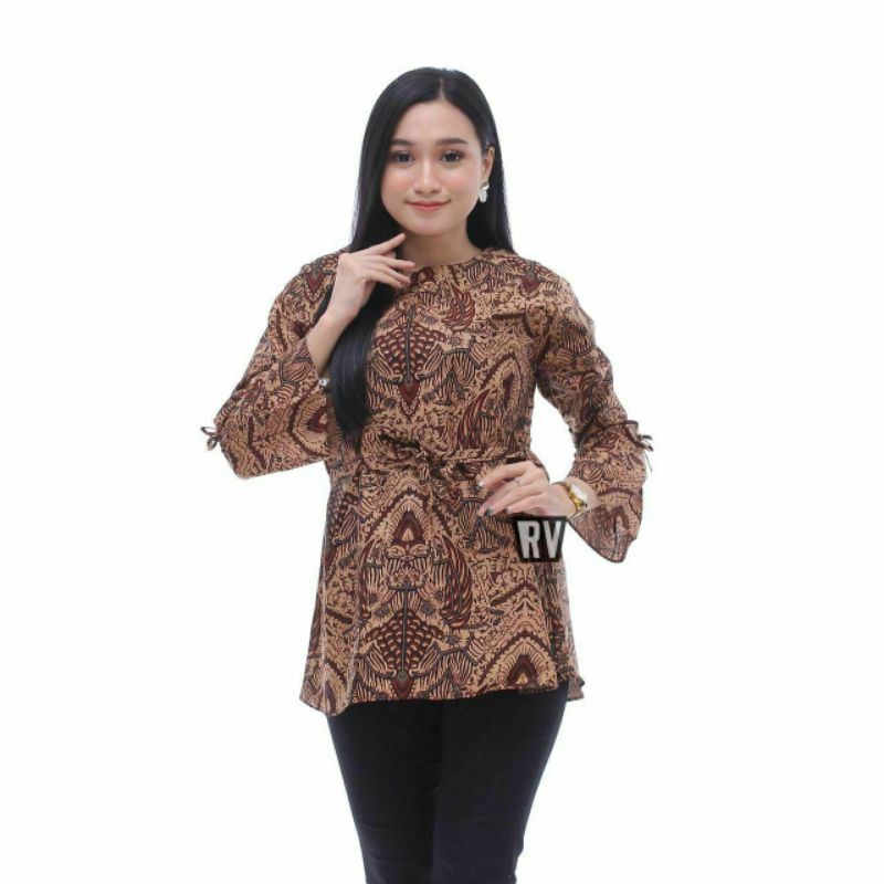 tey-17 Batik Wanita ASJ SA HRB026 Kenogo Kemeja Tosca Pendek-Model 1