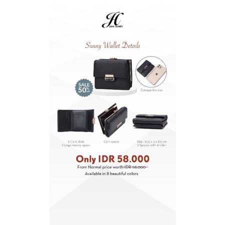 SUNNY WALLET JIMSHONEY ORIGINAL DOMPET LIPAT KARTU WANITA suny wallet realpic COD