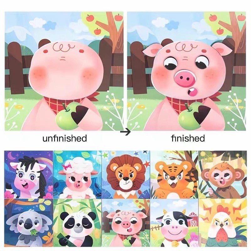 animal features magnetic puzzle - mainan magnet funy face wajah hewan