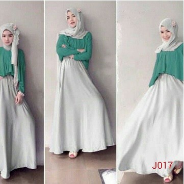 Gamis fashion long sleeve double layer plus hijab