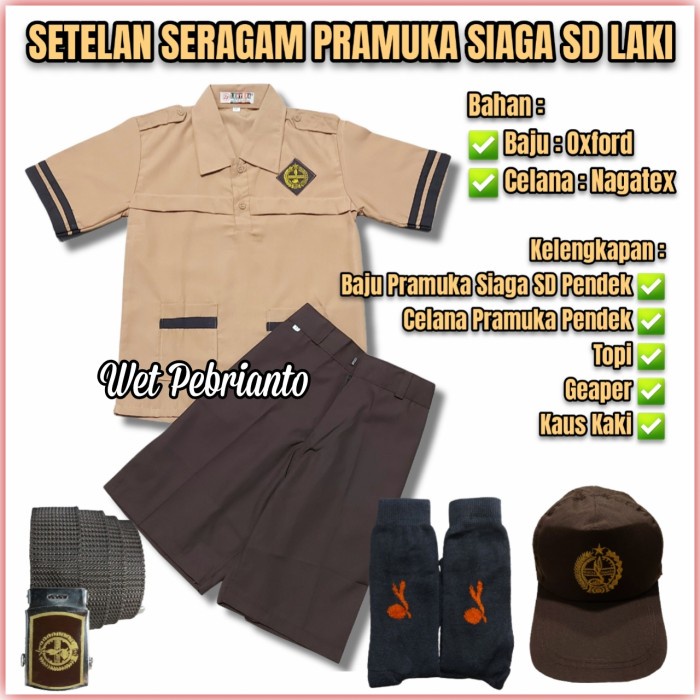 [COD] Setelan Seragam Pramuka SD Siaga List Baju Pendek Celana Pendek - SET TANPA TOPI, 9 TAHUN TERP