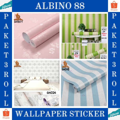COD PAKET 3 ROLL TERMURAH Wallpaper Pink Embosed Embosed Premium High Quality Best Seller ! / Wallpaper Dinding / Wallsticker / Stiker Dinding