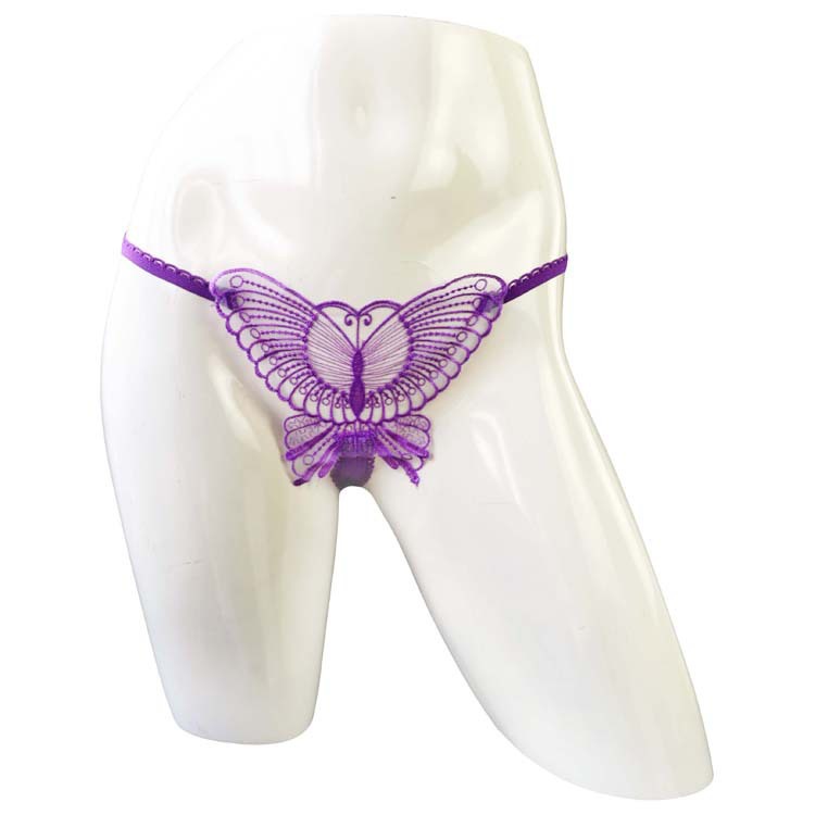 G String Seksi Wanita Transparan kupu-kupu Bordir Celana Dalam Open Low Waist Thong 3C176