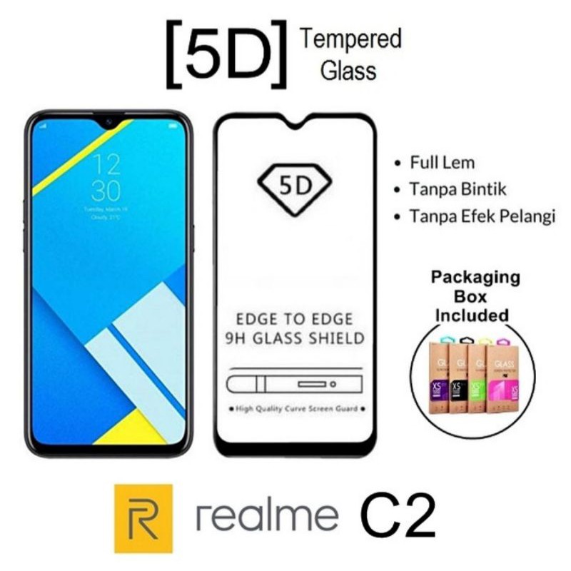 Oppo Realme C2 / A1k Tempered Glass Full Layar Anti Gores Kaca