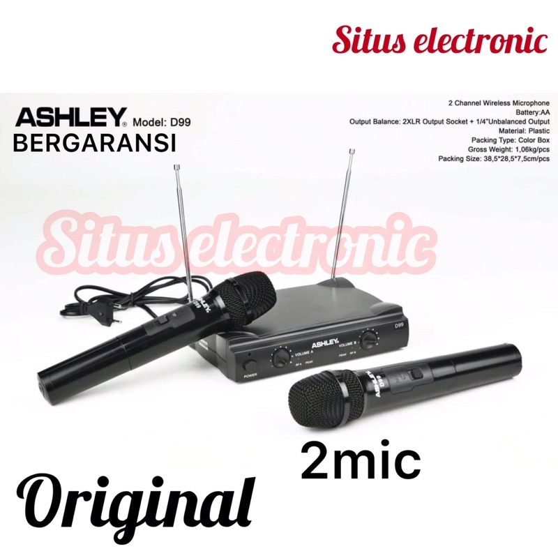 microphone wireless ashley d99 original mic wireless ashley d 99 original 2mic handheld 3 warna mode