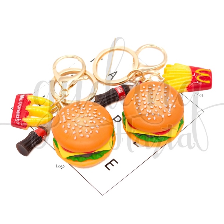 Gantungan Kunci Hamburger Fries Keychain Motif Burger GH 302107