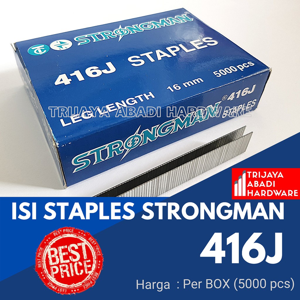 

Isi Staples Strongman 416J Tembakan Angin (1 Box isi 5000 pcs)