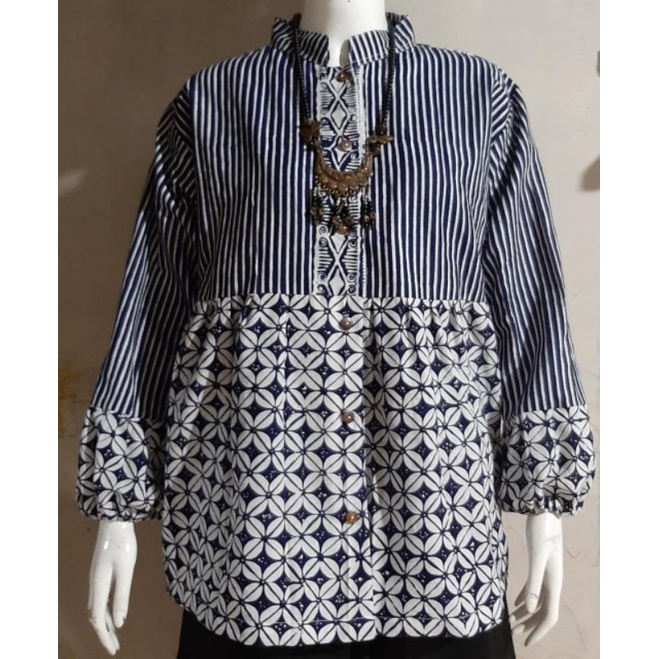 Blus kasmaran garutan kancing depan batik solo atasan kerja blus batik