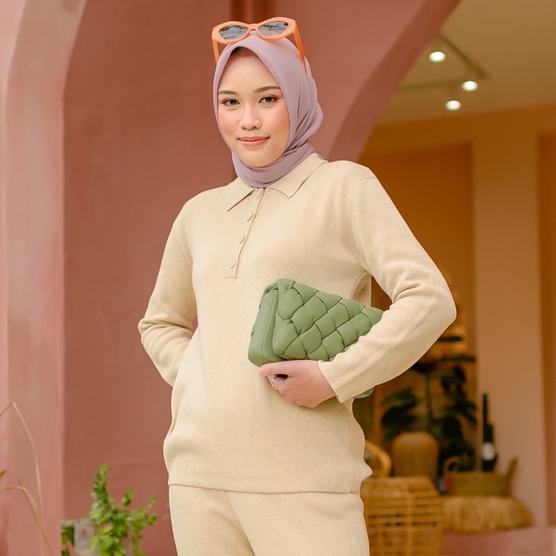 Sabina Knitt Khaki Matching Set HijabChic