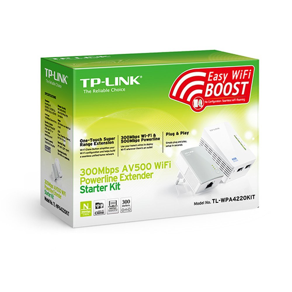 TP-Link TL-WPA4220KIT 300Mbps AV500 Wi-Fi Powerline Extender Starter
