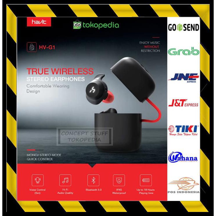 EARBUDS HAVIT TWS BLUETOOTH EARPHONE WIRELESS EARPHONE IPHONE SAMSUNG