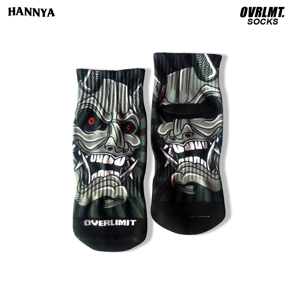 OVERLIMIT Hannya - Kaos Kaki Pendek Pria Wanita Tebal Motif Distro Kaoskaki Premium Print Sock Uniseks Kaus kaki Printing Unisex Koskaki Print Cewek Kauskaki Cowok Ukuran Mata Kaki Terbaru Kasut Kantor Sekolah Formal Model Oldschol Oldschool Oldskol