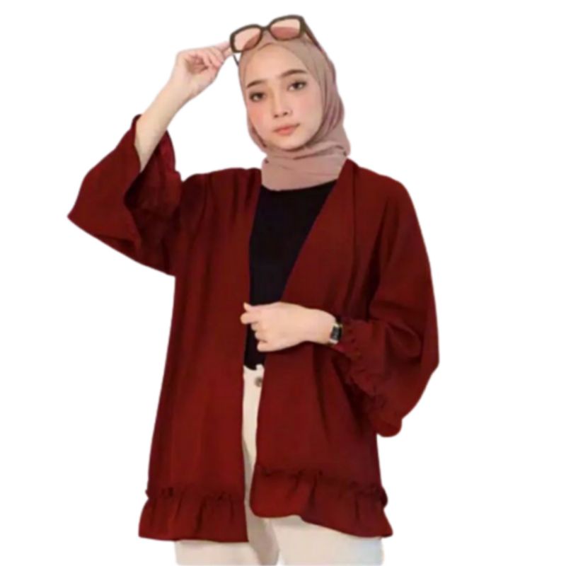 Cardigan Kanaya Fit XL Bahan Moscrepe Premium Import Korea Style . Atasan Wanita Baju Outer Dewasa Blazer Terbaru 2023 Kekinian Murah Kanaya