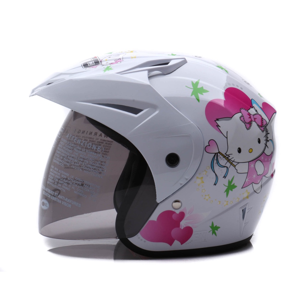 Helm WTO Z1R Pet - Fairy Catty - Putih - Half Face ALL SIZE