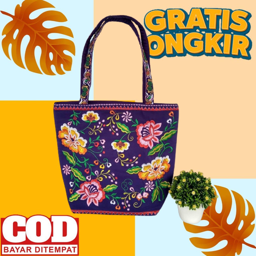 Tas Bordir Khas Thailand Motif Bunga Tali Full Bordir Premium Untuk Wanita
