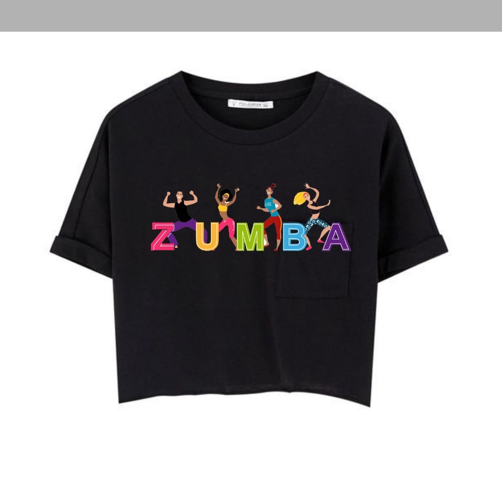 Clothing May - Crop Top Zumba Senam Kekinian Kaos Distro Croptop Atasan Krop Top Wanita Cewek Viral