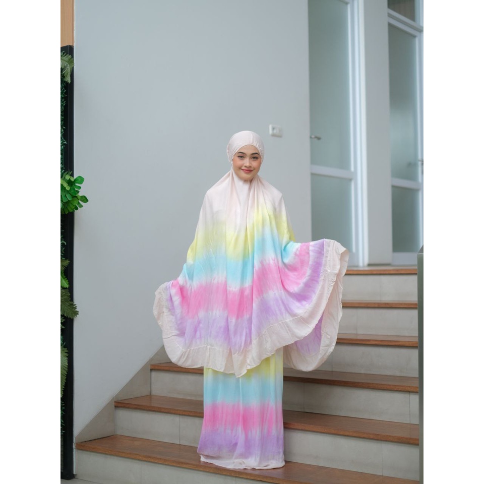 Mukena Pelangi Jumbo / Mukenah Tie dye Dewasa Jumbo / Telekung Bali