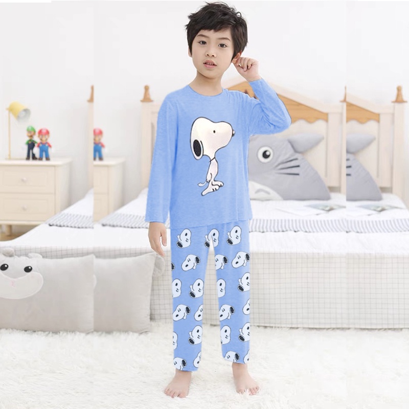 Baju Tidur Anak PP Perempuan dan Laki Usia 1 - 7 Tahun Stelan Celana Panjang Snoopy