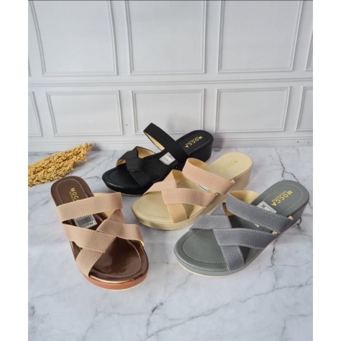 ABBUSHOES DL 61 wedges sandal karet wanita 5cm