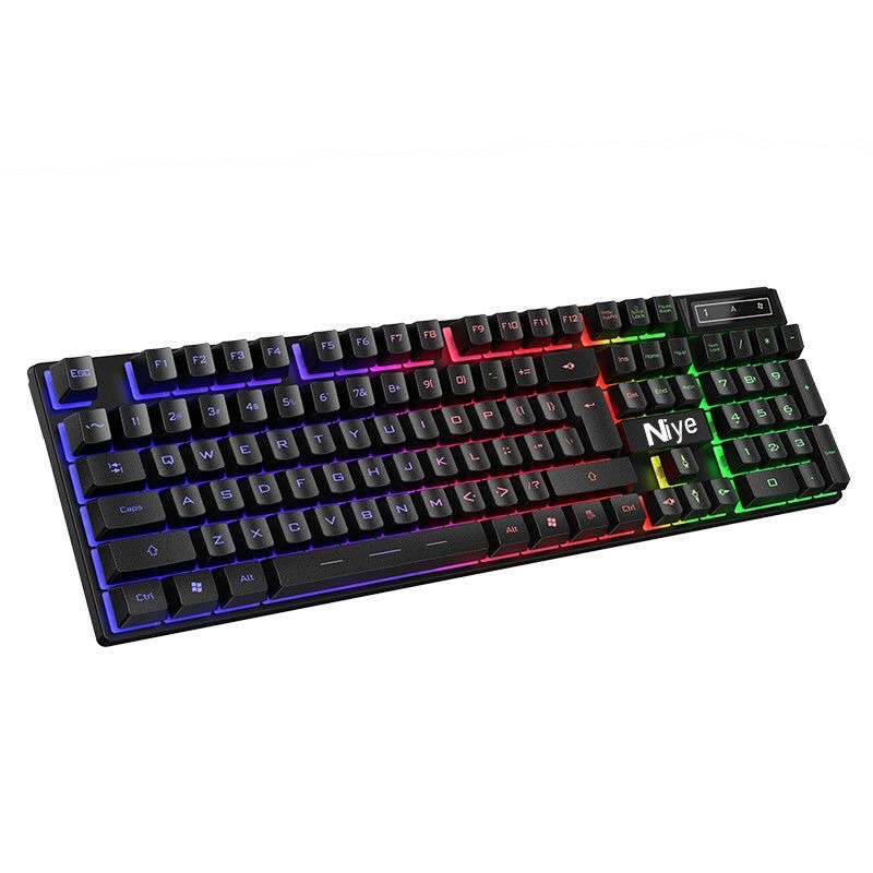 NIYE Gaming Keyboard RGB LED with Mouse - Black