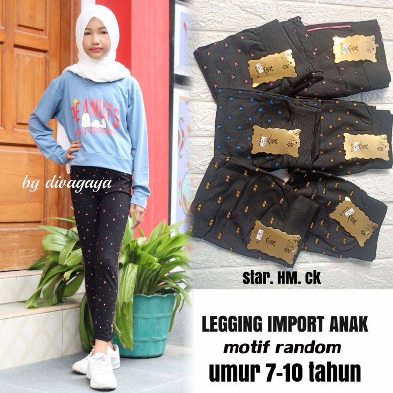 LEGGING IMPORT ANAK SPANDEK TEBAL LEMBUT UMUR 7-10 TAHUN