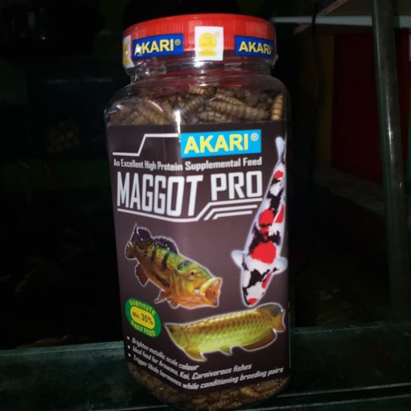 Makanan Ikan Arwana Louhan Koi Ulat Kering Akari Maggot Pro 100 Gr