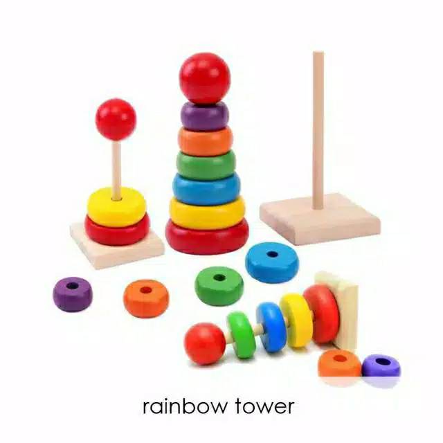 Rainbow Tower wooden / ring donat kayu