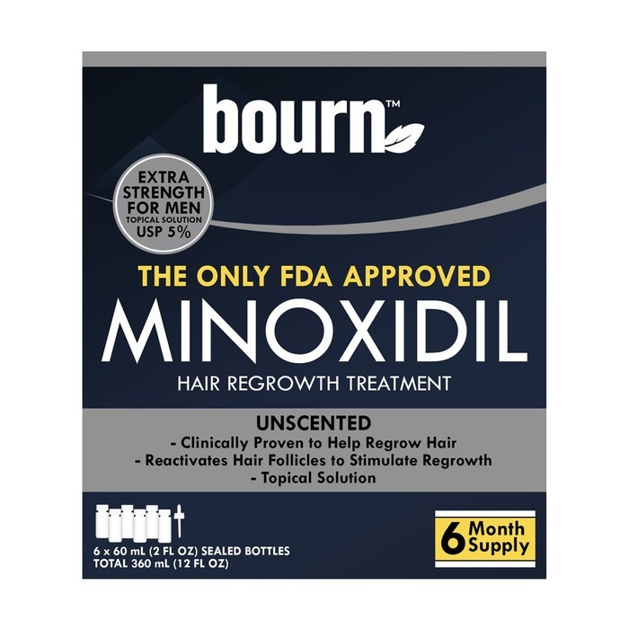 RAMBUT-VITAMIN-SUPLEMEN- BOURN MINOXIDIL 5% & PURITAN BIOTIN 10000 ISI 50 TAB FREE PIPET SISIR