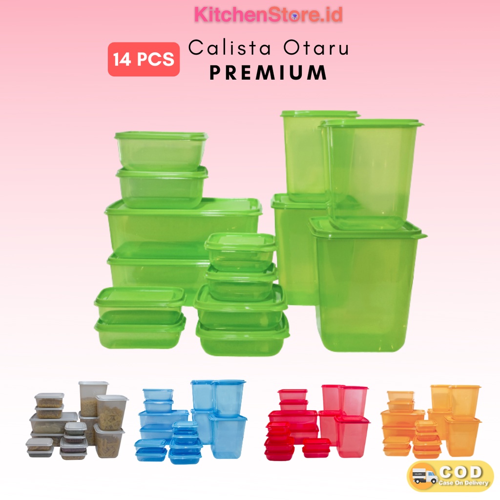 TOPLES PLASTIK FULL WARNA KOTAK PENYIMPANAN KULKAS SET CALISTA OTARU PREMIUM 14 PCS FOOD COUNTAINER SET LUNCH BOX PENYIMPANAN SERBAGUNA SET TOPLES KULKAS TERLARIS/ FOOD COUNTAINER SET/LUNCH BOX SET/ TOPLES SAYUR DAN KUE KERING