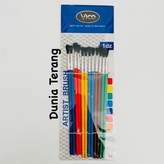 1 PCS Kuas Gambar VICO Bulu Hitam Besar Kecil Warna warni - Artist Brush 6 8 10 12 Kuas Cat Air Kuas