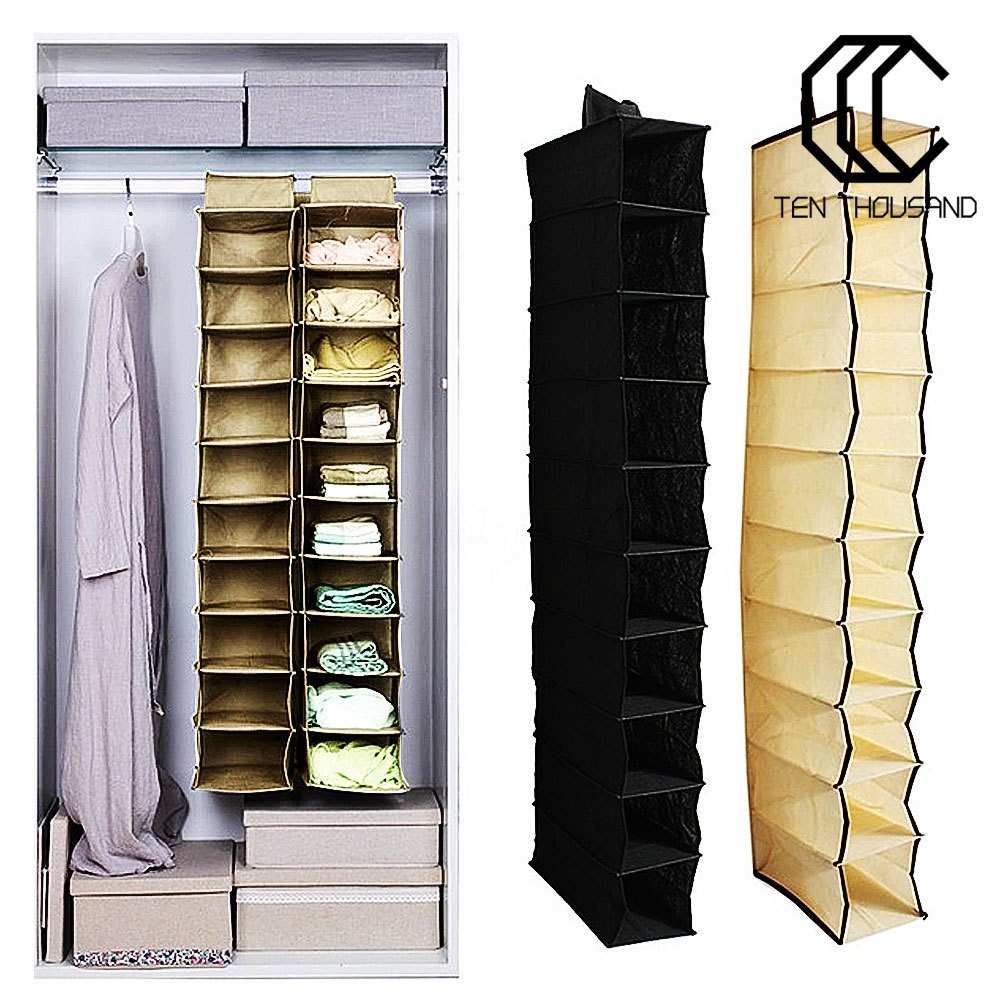 Tenthousand Stock 10 Sections Closet Wardrobe Shoes Clothes Organizer Hanging Storage Rack Shelf Shopee Indonesia