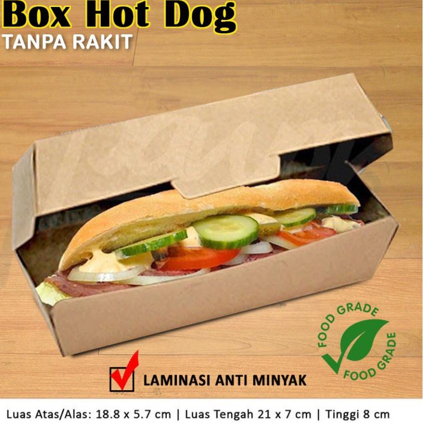 

Kotak Dus Box Hotdog Hot Dog Sosis | COKLAT - (50 Pcs)