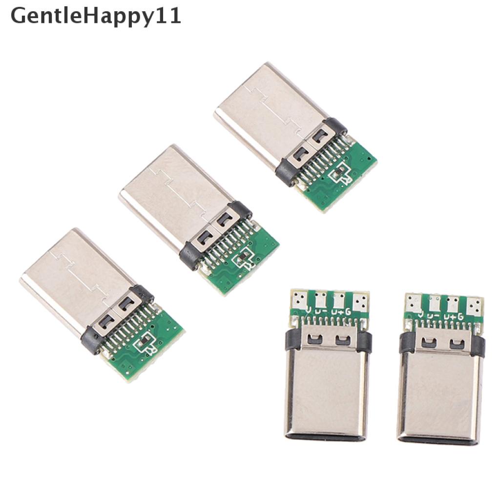 Gentlehappy 5Pcs Soket Konektor Plug Solder USB 3.1 Tipe C Male DIY Untuk PC Board