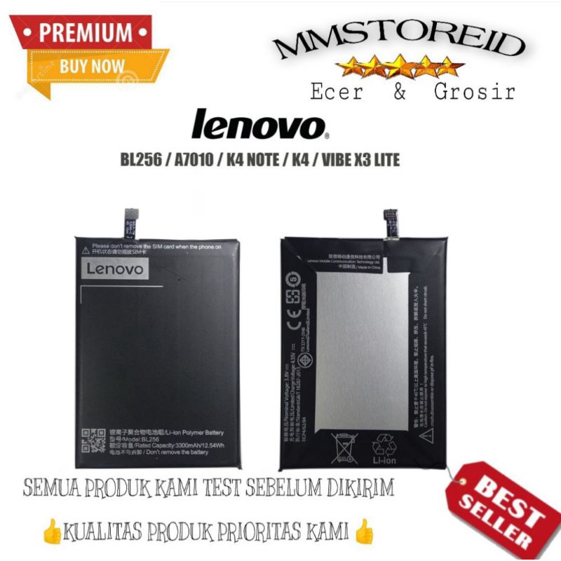 MM - Baterai Battery Batre Lenovo Vibe K4 Note / Baterai Hp Lenovo BL256 A7010 / K4 note / Vibe X3 L