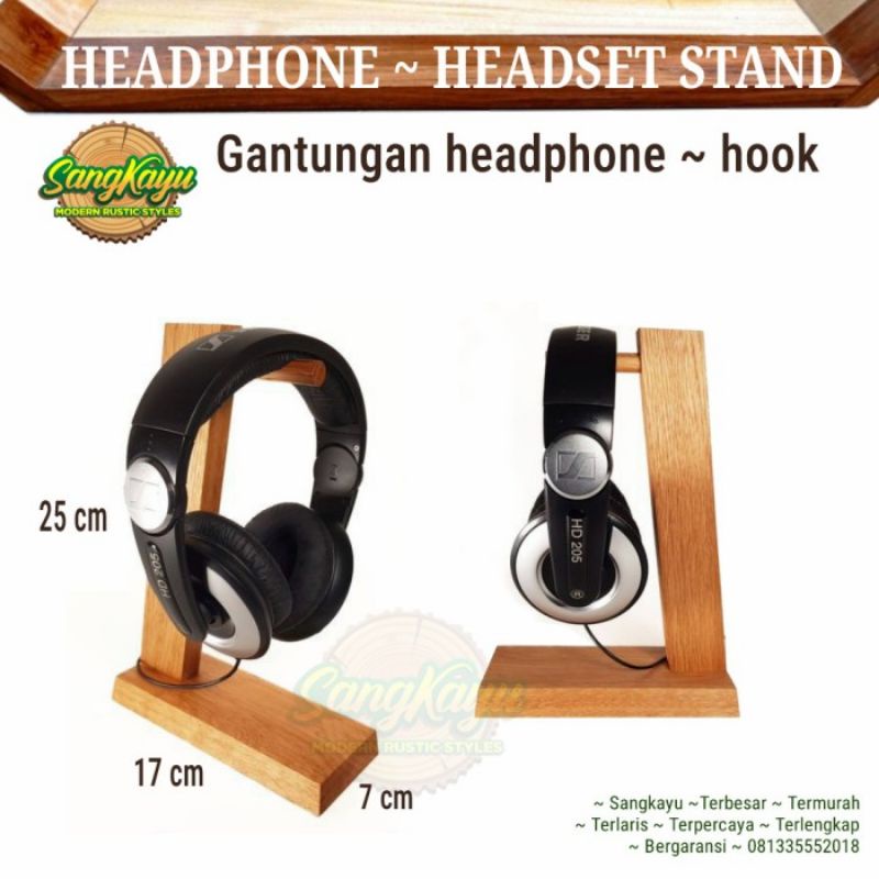 Gantungan headphone kayu headphone stand headset gaming hook hanger