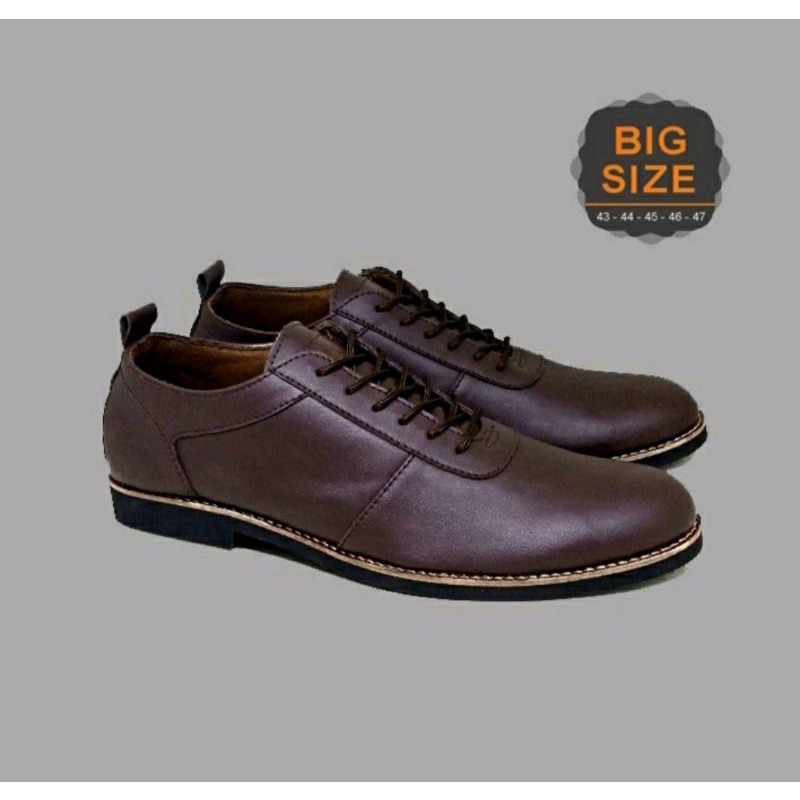 Sepatu Oxford Pria Big Size 43-48 / Pantofel Kerja Kantoran Pns Direktur Ukuran Jumbo Kulit Coklat, 48