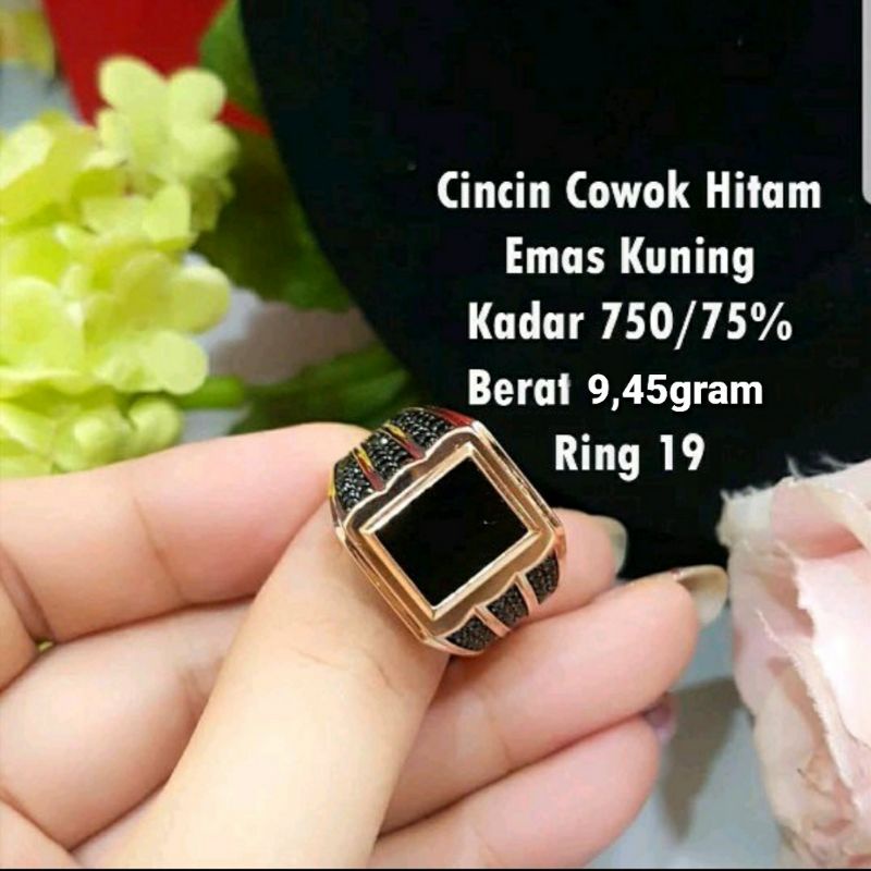 Cincin pria hitam emas rosegold kadar 750