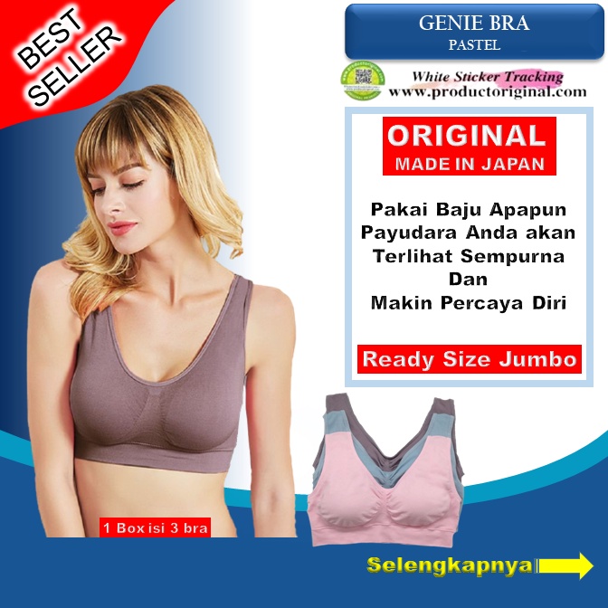 Genie Sport Bra BH Wanita Tanpa Kawat Pakaian dalam Ori Japan Genie Bra Summer Pastel Classic